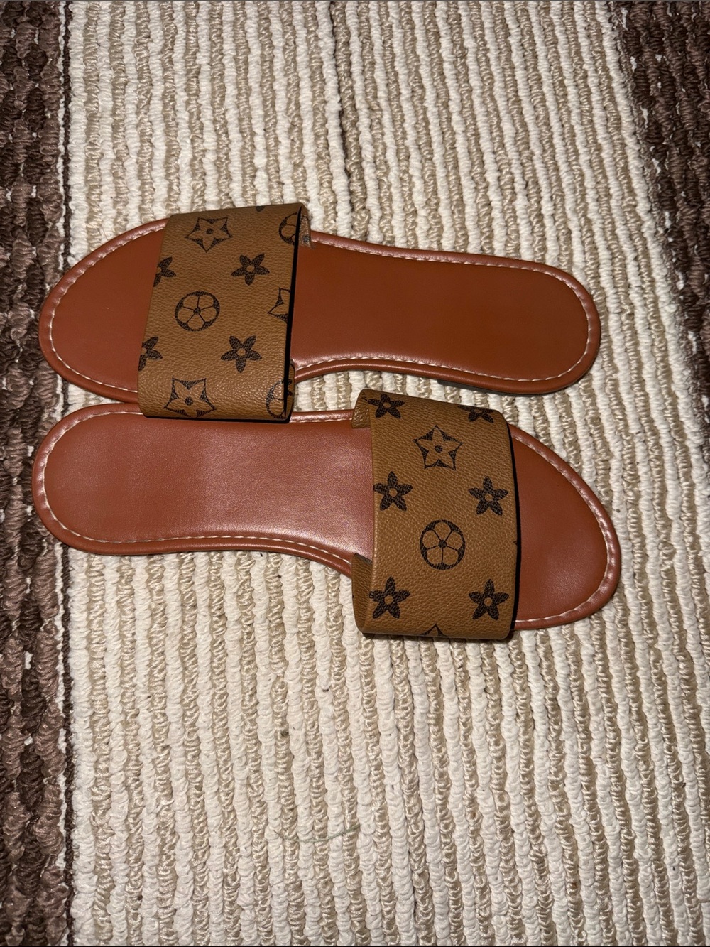 Brown Monogram Slide Sandals